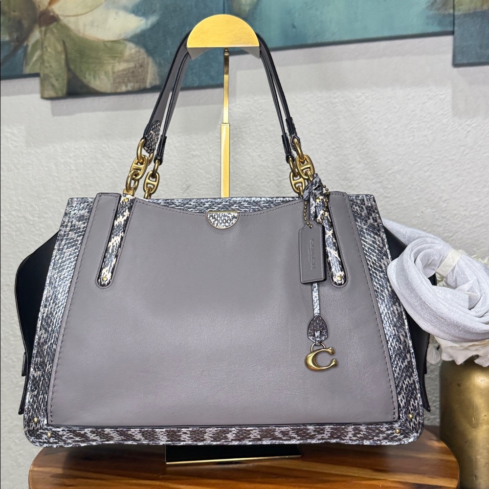 Coach Dreamer 36 In Colorblock W/ Snakeskin Detail Heather Grey Multi